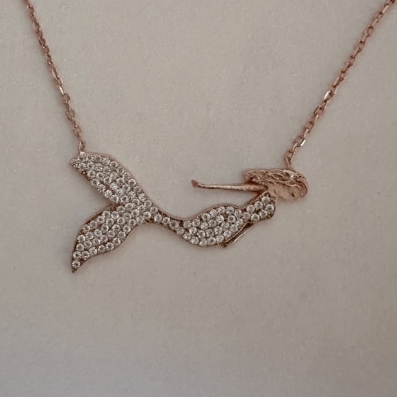 🧜‍♀️Mermaid necklace 925 silver cz 14k rose gold plated - Picture 4 of 6